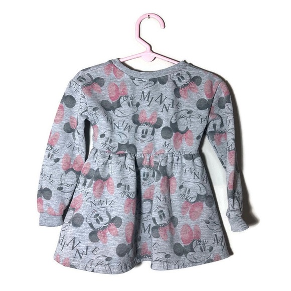Disney Junior Minnie Mouse Gray Long Sleeved Sweater Dress Girls Size 12 Months - Picture 2 of 6